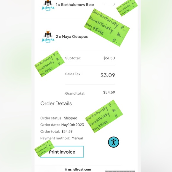 BNWT JELLYCAT BABY/TINY MAYA OCTOPUS *NEVER 2ND HAND* 1 OWNER AUTH SALE RECEIPT - Picture 8 of 8